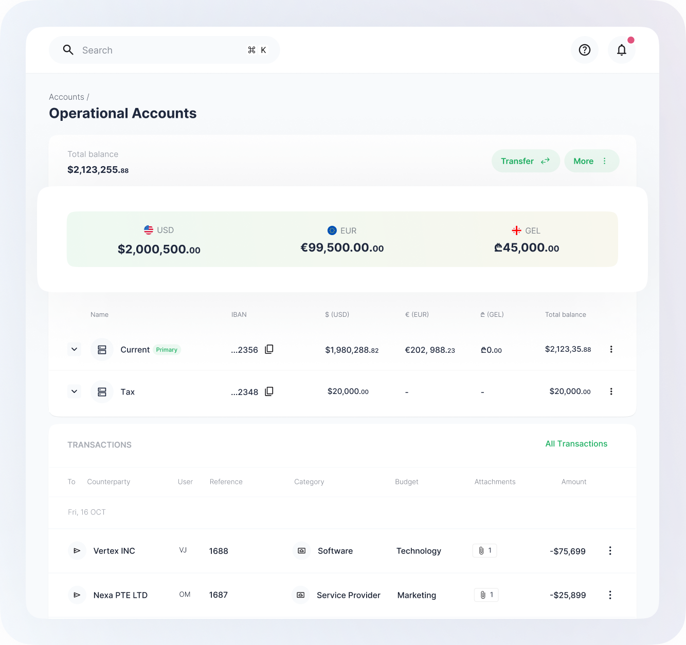 Operating accounts preview